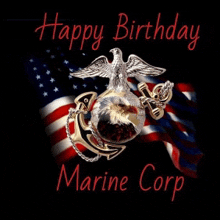 a happy birthday marine corp greeting card with an american flag