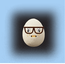 a cartoon egg with glasses and a smiley face on it