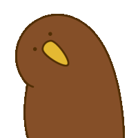 a cartoon drawing of a brown bird with a yellow beak and eyes