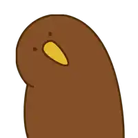 a cartoon drawing of a brown bird with a yellow beak and eyes