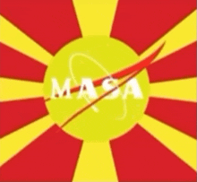 a yellow circle with the word nasa in white letters