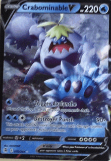 a pokemon card that says crabbiminable v on the top