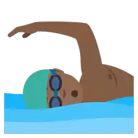 a man is swimming in a pool wearing goggles and a cap