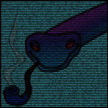 a picture of a snake is surrounded by a matrix of numbers