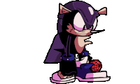 a cartoon drawing of a sonic the hedgehog wearing a purple cape and sneakers .