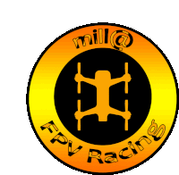 a logo for mill @ fpv racing with an orange circle