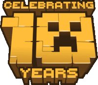 a logo for celebrating 15 years with a creeper face