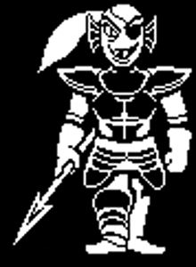 a black and white drawing of a cartoon character holding a sword and shield .