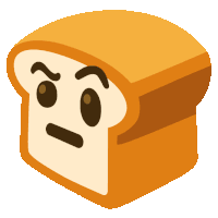 a cartoon illustration of a slice of bread with an angry face on it