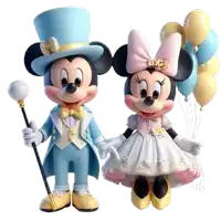 mickey mouse and minnie mouse are holding hands while wearing top hats