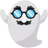 a ghost with glasses and a mustache on a white background