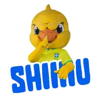 a yellow duck mascot with a yellow shirt that says brasil