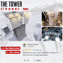 a google review for the tower hotel shows that it is a great place to stay in