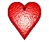 a pixel art of a red heart with a hole in the middle .