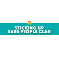 a blue sign that says sticking up ears people clan on it