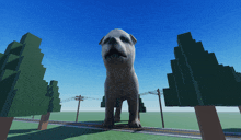 a computer generated image of a dog standing on a road