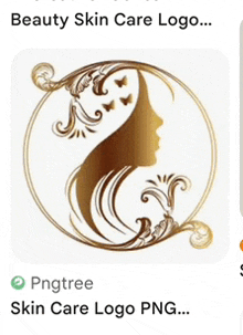 a beauty skin care logo with a woman 's face in a circle with butterflies