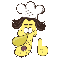 a cartoon character wearing a chef 's hat and giving a thumbs up sign