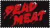 a pixel art of dead meat written in red on a black background