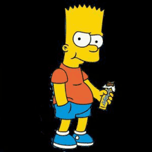 bart simpson is a cartoon character from the simpsons holding a bar of ice cream .