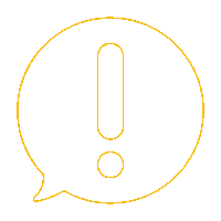 a yellow speech bubble with an exclamation point inside of it