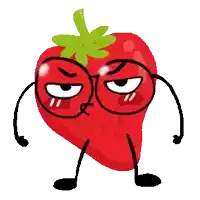 a cartoon illustration of a strawberry with arms and legs