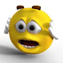 a yellow smiley face with a surprised look on its face is covering its ears .