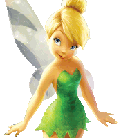 tinkerbell from disney 's tinkerbell is wearing a green dress and a bun