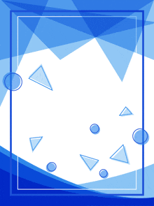 a blue background with triangles and circles and a blue frame