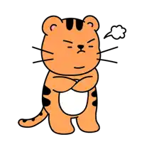 a cartoon tiger with its arms crossed and a cloud of steam coming out of its nose