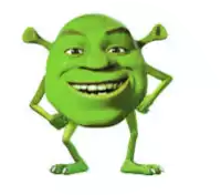 shrek from the movie shrek is smiling with his hands on his hips .