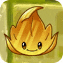 a cartoon illustration of a yellow leaf with a face .