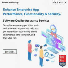 an advertisement for software quality assurance services with a focused approach to help you get more out of your testing efforts