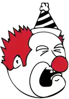 a drawing of a clown with a party hat on