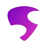 a purple s on a white background that looks like a speech bubble