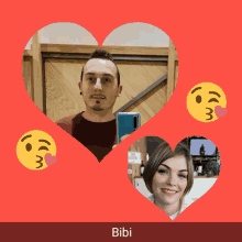 a picture of a man and a woman with the name bibi on the bottom right