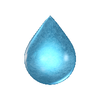 a blue water drop with a white background and a glowing center