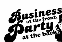 the logo for a business party at the front , at the back .