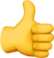 a yellow hand giving a thumbs up sign on a white background