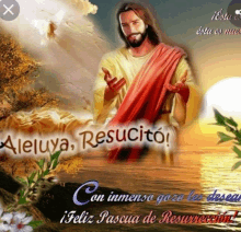 a painting of jesus with the words aleluya resucito on the bottom