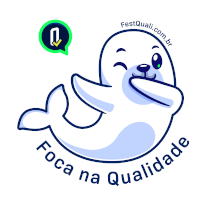 a sticker with a seal and the words foca na qualidade