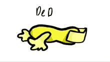 a cartoon drawing of a yellow scarf with the word ded written below it