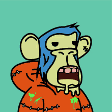 a cartoon of a monkey with blue hair and a hoodie