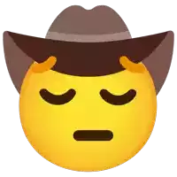 a yellow smiley face wearing a cowboy hat with its eyes closed