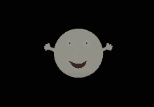 a cartoon drawing of a smiling face with arms