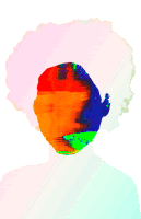 a colorful painting of a person 's face with a rainbow of colors