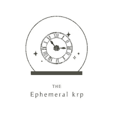 the logo for the ephemeral krp is a clock with roman numerals .