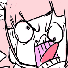 a drawing of a person with a pink tongue sticking out their mouth