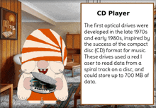 a picture of a cd player with a cartoon character