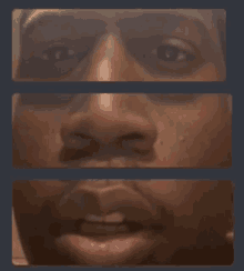 a close up of a man 's face is shown in three different frames